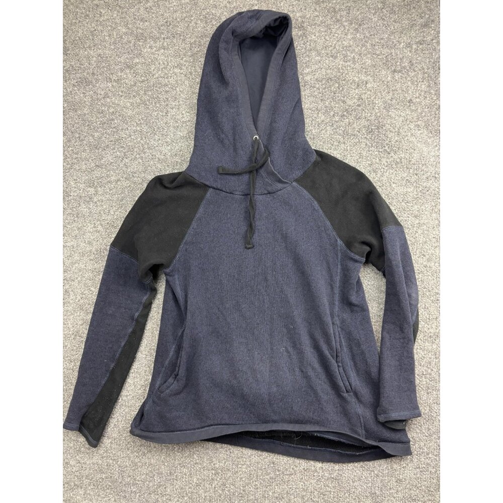 Alo Hoodie Sweatshirt Womens XS Blue Colorblock Terry Pullover Pockets Raglan